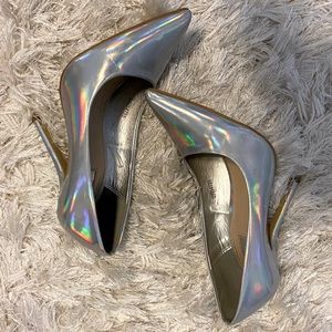 Chrome/silver Pointed Tow Stilettos